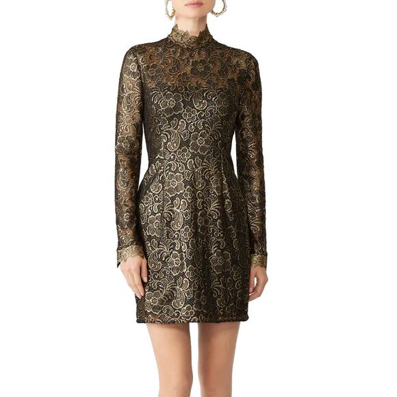 Rachel Zoe Black Gold Hunter Dress 6 - Picture 2 of 10